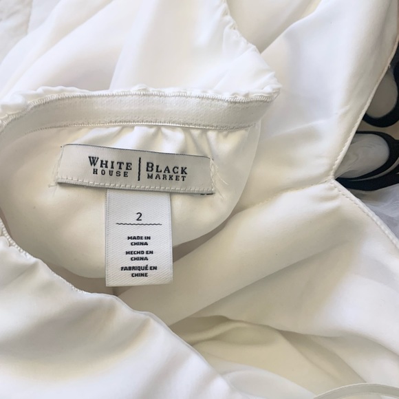 Black and white dressy ruffled halter top. - Picture 3 of 3